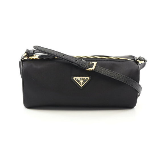 Prada Re Nylon Tessuto Saffiano Shoulder Bag Nylon Saffiano Leather Black - Picture 1 of 7